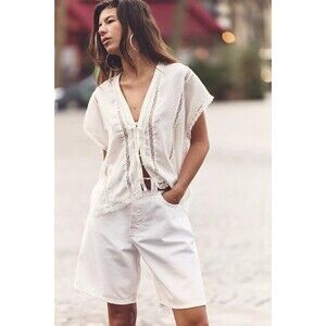 Free People Marigold Shine Lace Blouse Top Embroidered Buttondown XS NWD 284762